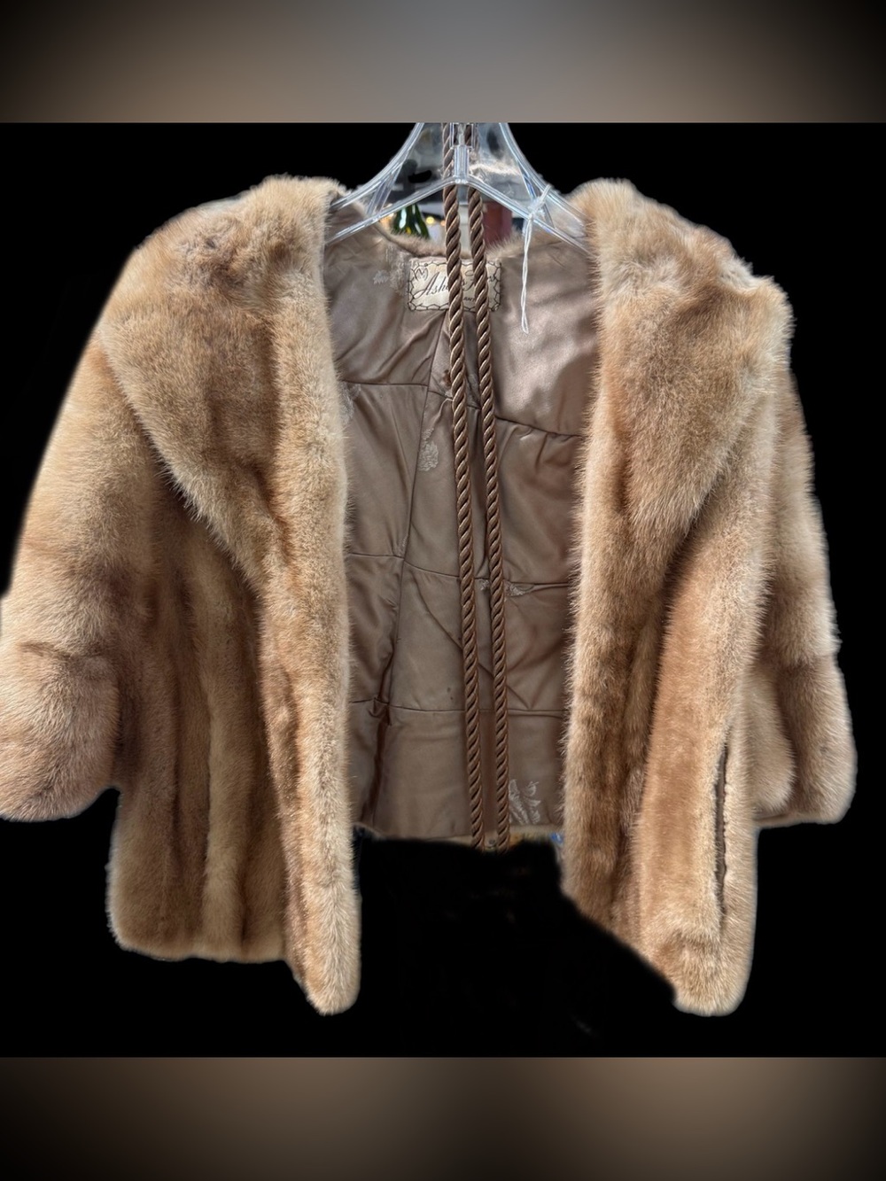 Women Vintage Ashers Furs Atlanta Georgia Mink Fur Jacket Made in USA Genuine